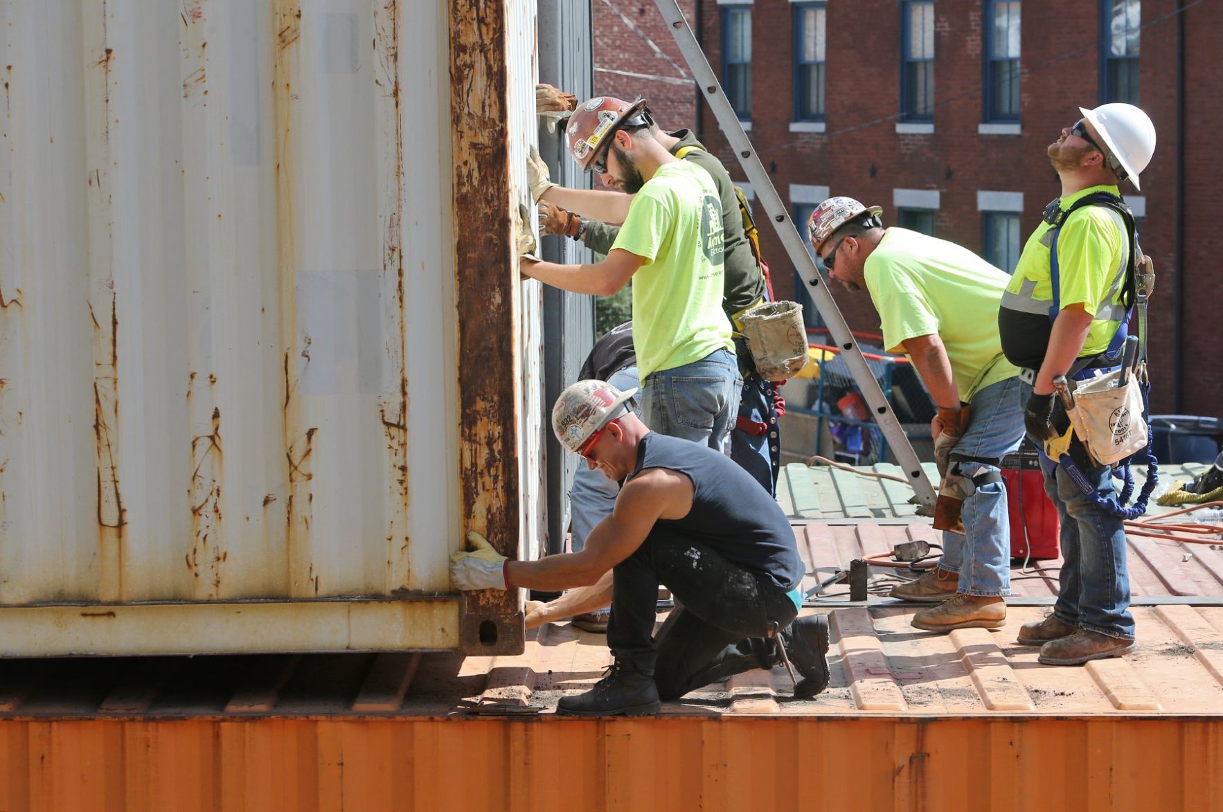 Shipping container home going up near Crown Candy